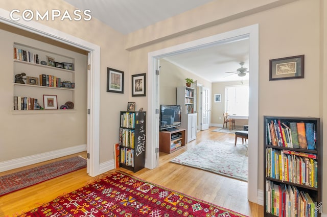 34-41 85th St Unit 4P, New York City, NY 11372 - living area featuring wood finished floors and ceiling fan