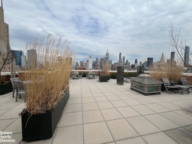 view of patio / terrace featuring a view of skyline