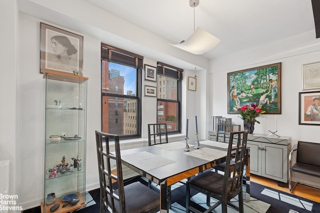 dining space featuring wood finished floors