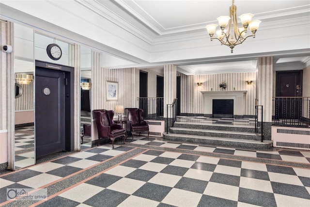 45 Park Ter W Unit 6E, New York City, NY 10034 - lobby featuring heating unit, stairs, and ornamental molding