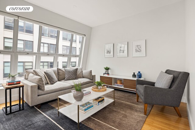 living area with wood finished floors