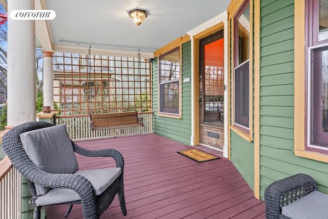 wooden deck with covered porch