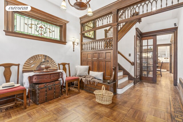 stairway with baseboards