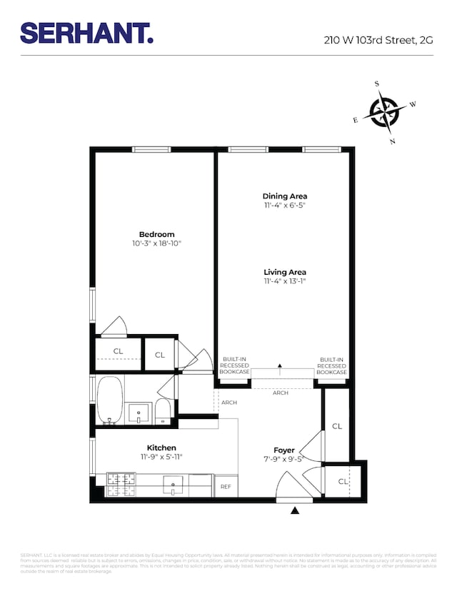 210 W 103rd St Unit 2G, New York City, NY 10025 - floor plan / room layout