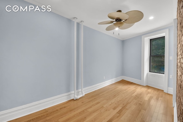 100 Hamilton Pl Unit 2F, New York City, NY 10031 - unfurnished room featuring a ceiling fan, light wood finished floors, baseboards, and crown molding