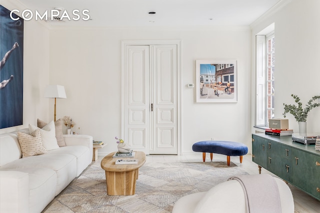 367 Bleecker St Unit 2, New York City, NY 10014 - living area featuring ornamental molding and baseboards