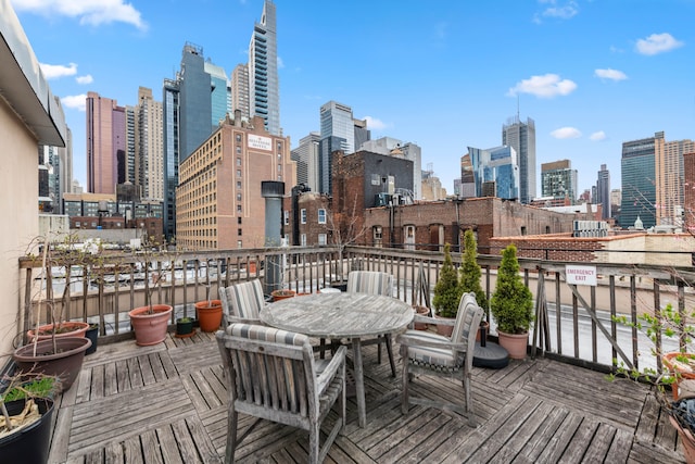 deck with a view of city