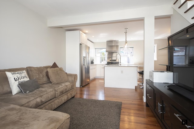 110-12 64th Ave Unit 2-Ab, New York City, NY 11375 - living room with dark wood-style flooring and recessed lighting