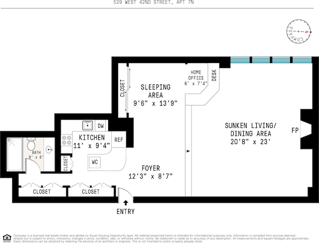 529 W 42nd St Unit 7N, New York City, NY 10036 - property floor plan