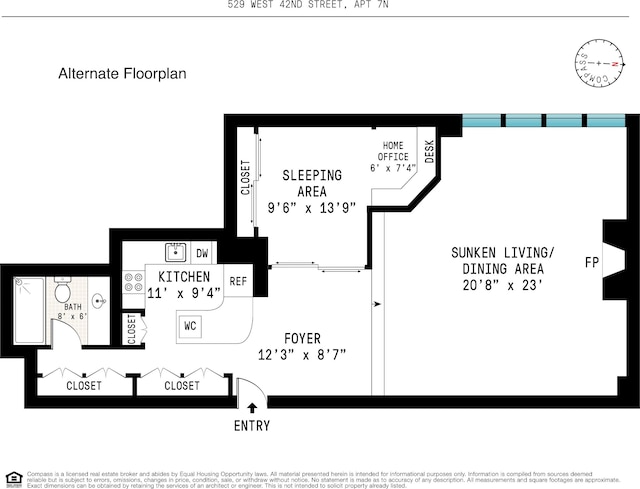 529 W 42nd St Unit 7N, New York City, NY 10036 - property floor plan
