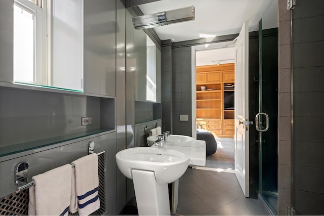 bathroom with tile patterned flooring