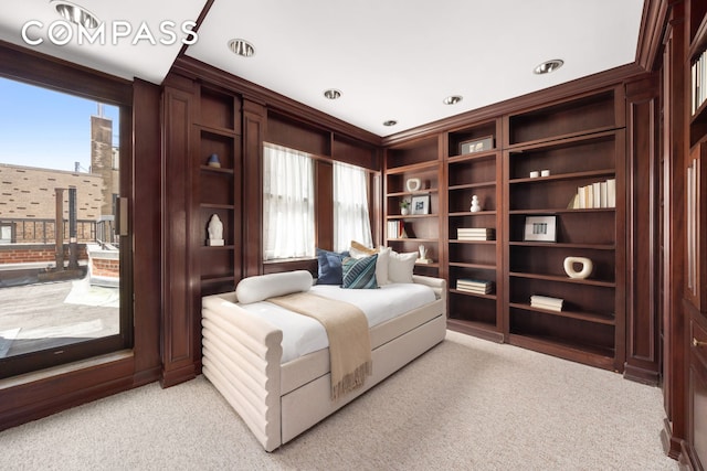 1049 Park Ave Ph, Ph, New York City, NY 10028 - bedroom featuring light colored carpet and access to exterior