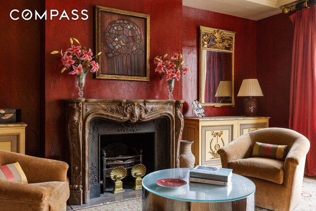 875 Park Ave Unit 9C, New York City, NY 10075 - sitting room with a fireplace