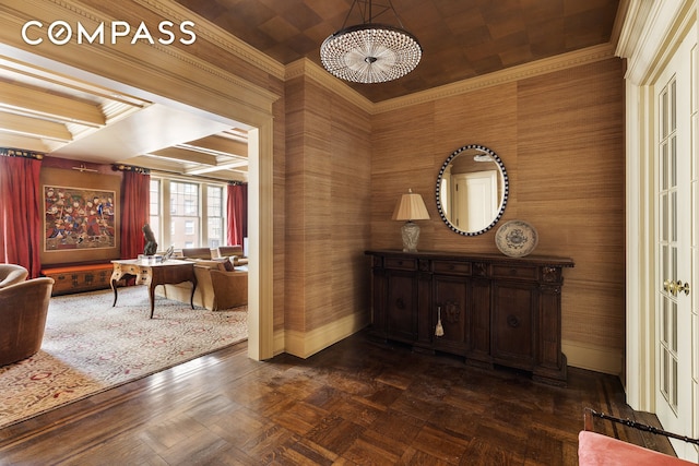 875 Park Ave Unit 9C, New York City, NY 10075 - bathroom with a chandelier, ornamental molding, and vanity