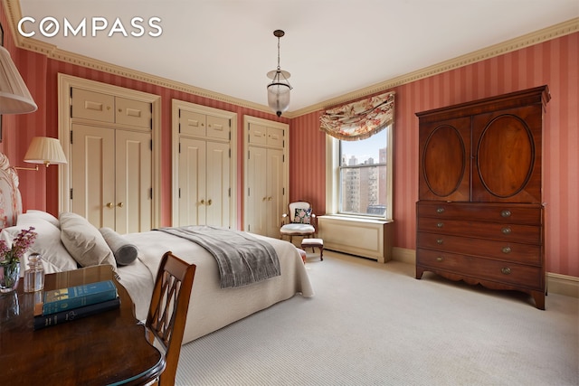 875 Park Ave Unit 9C, New York City, NY 10075 - bedroom featuring wallpapered walls and light colored carpet