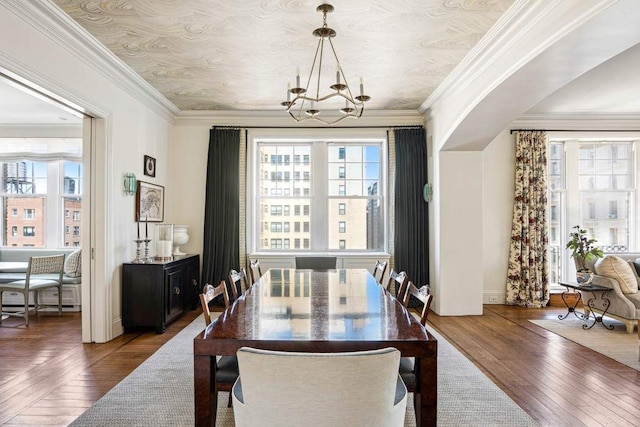 375 W End Ave Unit 9Ab, New York City, NY 10024 - dining area featuring a chandelier, hardwood / wood-style flooring, and crown molding