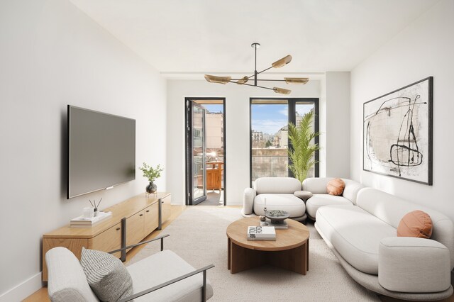 269 4th Ave Unit 403, New York City, NY 11215 - living room featuring a chandelier