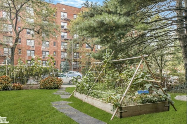 view of property's community with a vegetable garden