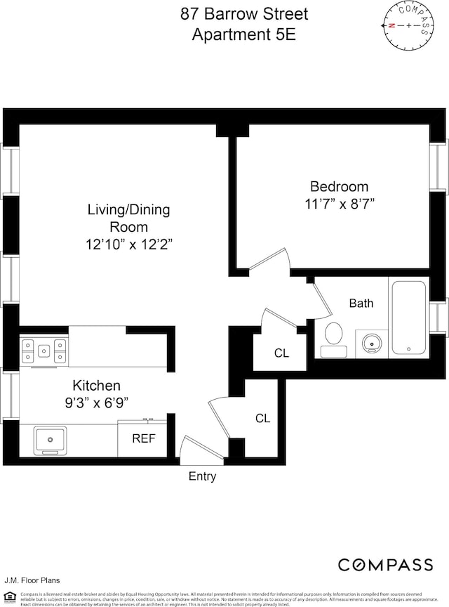87 Barrow St Unit 5E, New York City, NY 10014 - view of floor plan / room layout