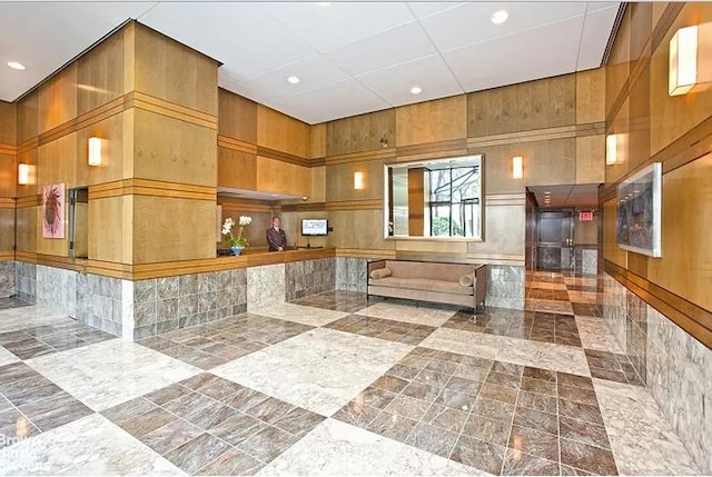lobby with recessed lighting