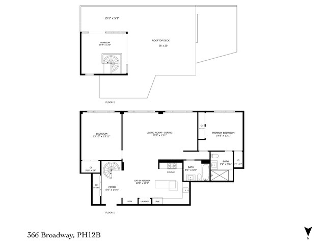366 Broadway Ph Ph, New York City, NY 10013 - floor plan / room layout