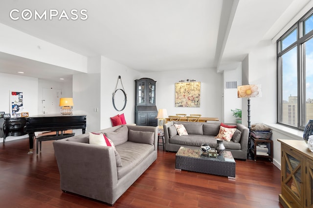 living area featuring wood finished floors