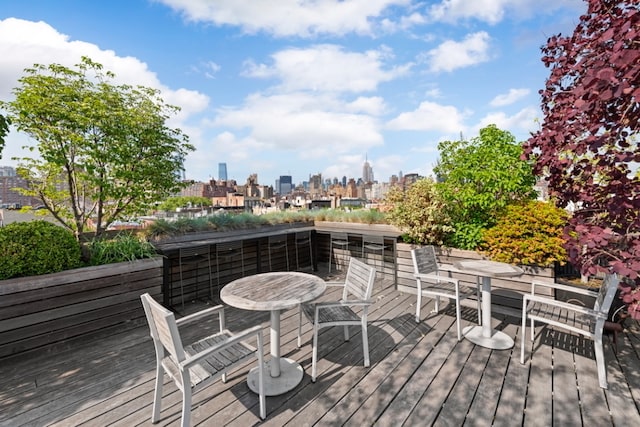 deck featuring a view of skyline