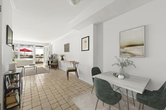 dining space with baseboards