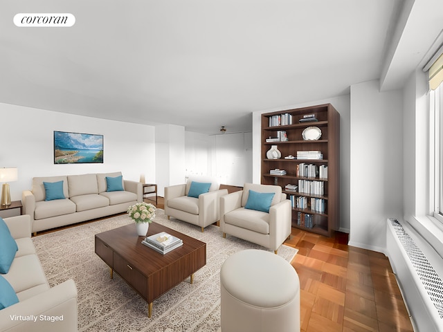 3333 Henry Hudson Pkwy Unit 8L, New York City, NY 10463 - living area featuring radiator heating unit and baseboards