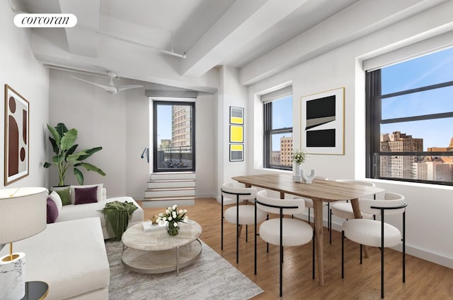 365 Bridge St Unit 19A, New York City, NY 11201 - dining space featuring plenty of natural light and light wood finished floors