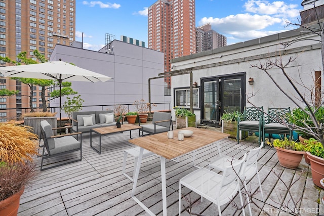 407 E 91st St Unit 5F, New York City, NY 10128 - deck with an outdoor hangout area