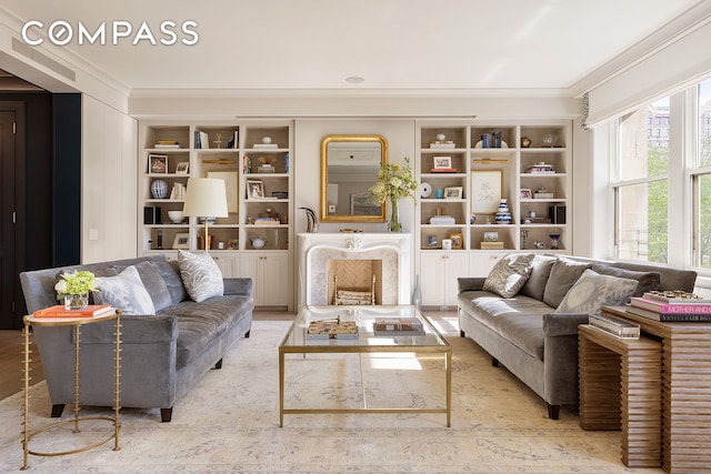 100 W 80th St Unit 5B, New York City, NY 10024 - sitting room with crown molding and built in shelves