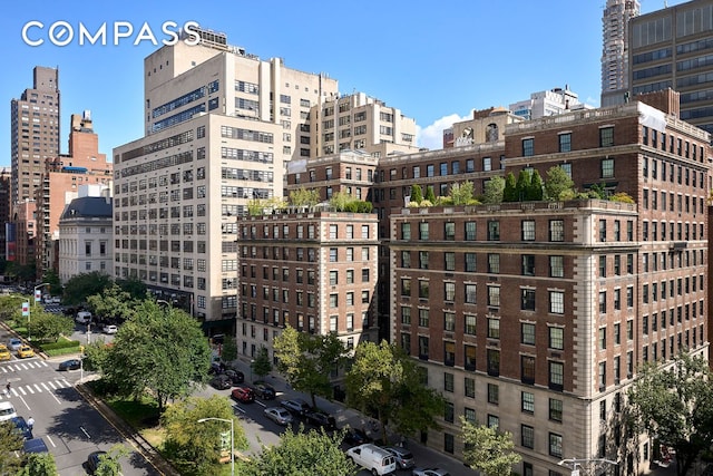 view of building exterior with a view of city