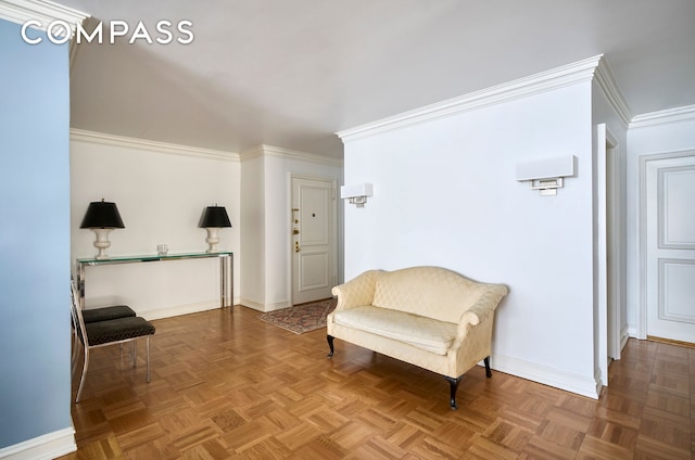 650 Park Ave Unit 10D, New York City, NY 10065 - living area with baseboards and crown molding