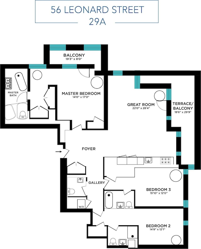56 Leonard St Unit 29Ae, New York City, NY 10013 - view of floor plan / room layout