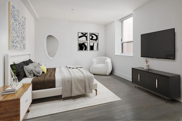 416 W 52nd St Unit 704, New York City, NY 10019 - bedroom with wood finished floors and baseboards