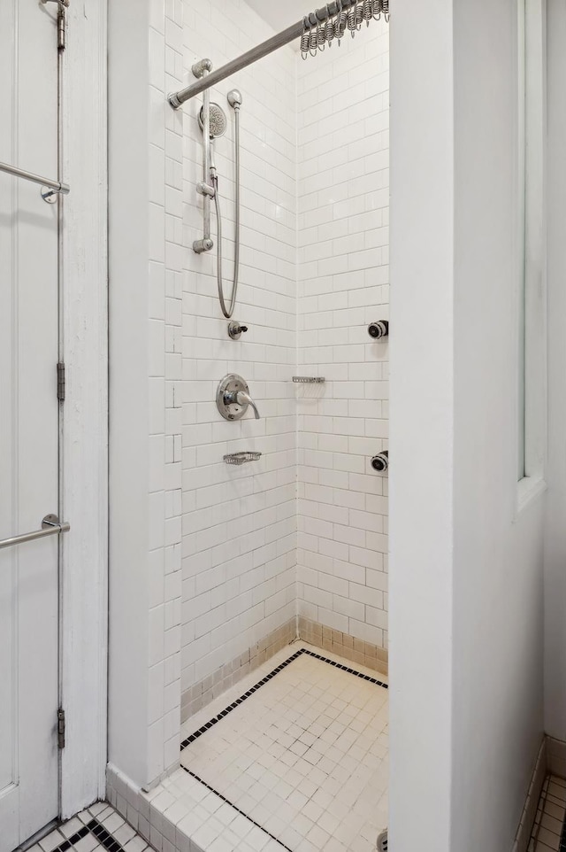 bathroom with a stall shower