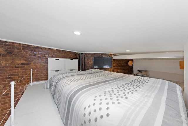 331 E 92nd St Unit 5C, New York City, NY 10128 - bedroom featuring brick wall and recessed lighting