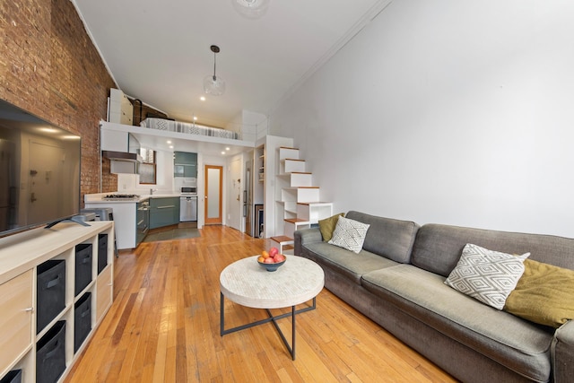 331 E 92nd St Unit 5C, New York City, NY 10128 - living room with light wood finished floors and ornamental molding