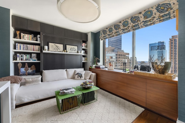111 W 67th St Unit 34C, New York City, NY 10023 - living area with a view of city and built in features