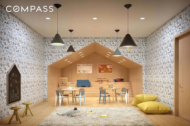 229 9th St Unit 601, New York City, NY 11215 - game room featuring wallpapered walls and recessed lighting