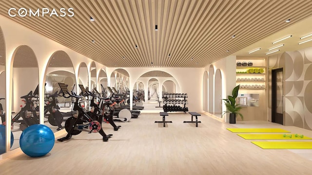229 9th St Unit 601, New York City, NY 11215 - exercise room with wood finished floors