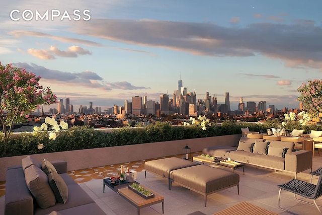 229 9th St Unit 601, New York City, NY 11215 - view of patio / terrace featuring an outdoor living space and a skyline view