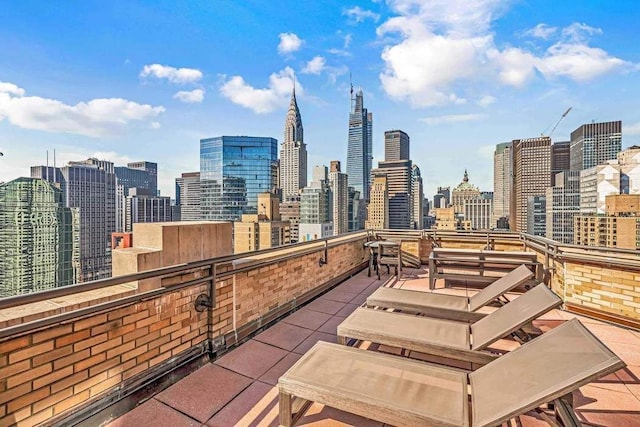 310 E 46th St Unit 19M, New York City, NY 10017 - view of patio / terrace featuring a skyline view