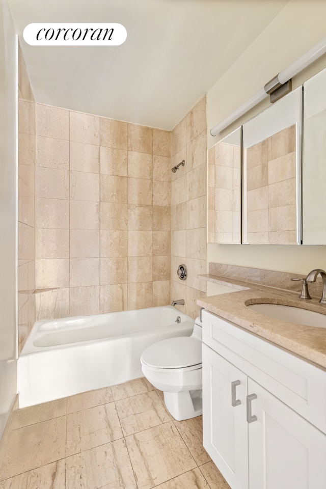 350 W 50th St Unit 28B, New York City, NY 10019 - bathroom featuring vanity, shower / bath combination, and toilet