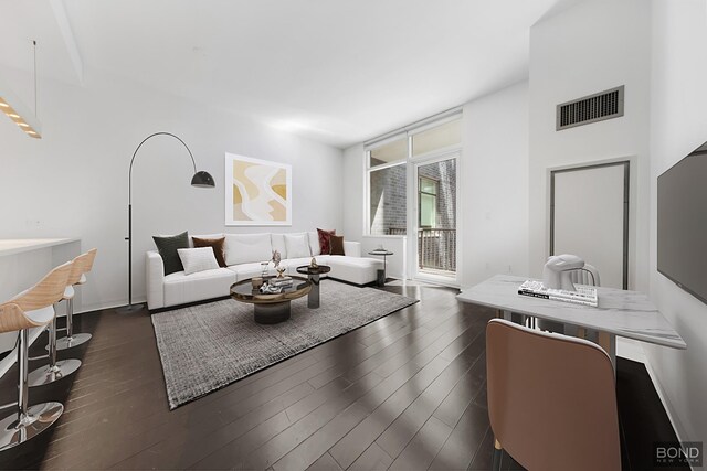 300 E 23rd St Unit 7H, New York City, NY 10010 - living room with dark wood-style floors