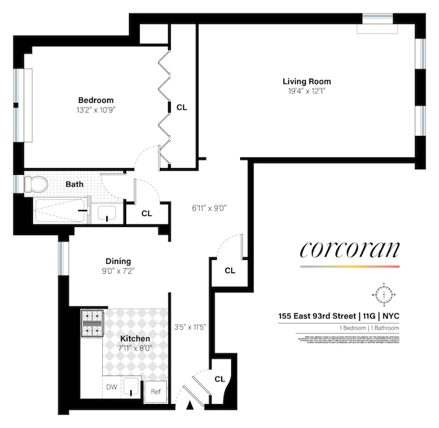 155 E 93rd St Unit 11G, New York City, NY 10128 - view of property floor plan