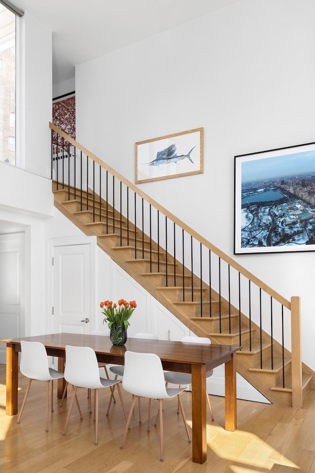 171 S Portland Ave Unit 4B, New York City, NY 11217 - stairs with wood finished floors and a high ceiling