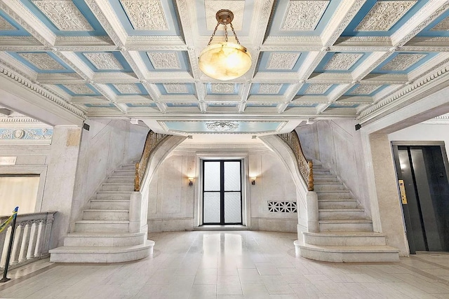 staircase with elevator