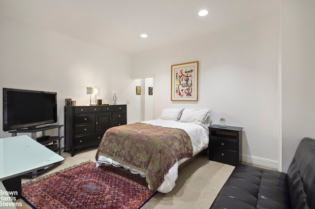 112 E 83rd St Unit 1B, New York City, NY 10028 - bedroom featuring light carpet and recessed lighting